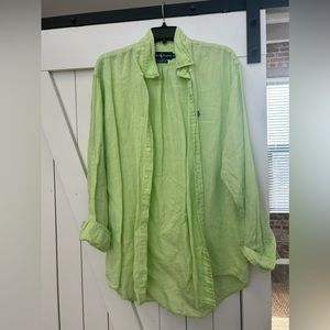 Men’s Ralph Lauren 100% Linen button down green large